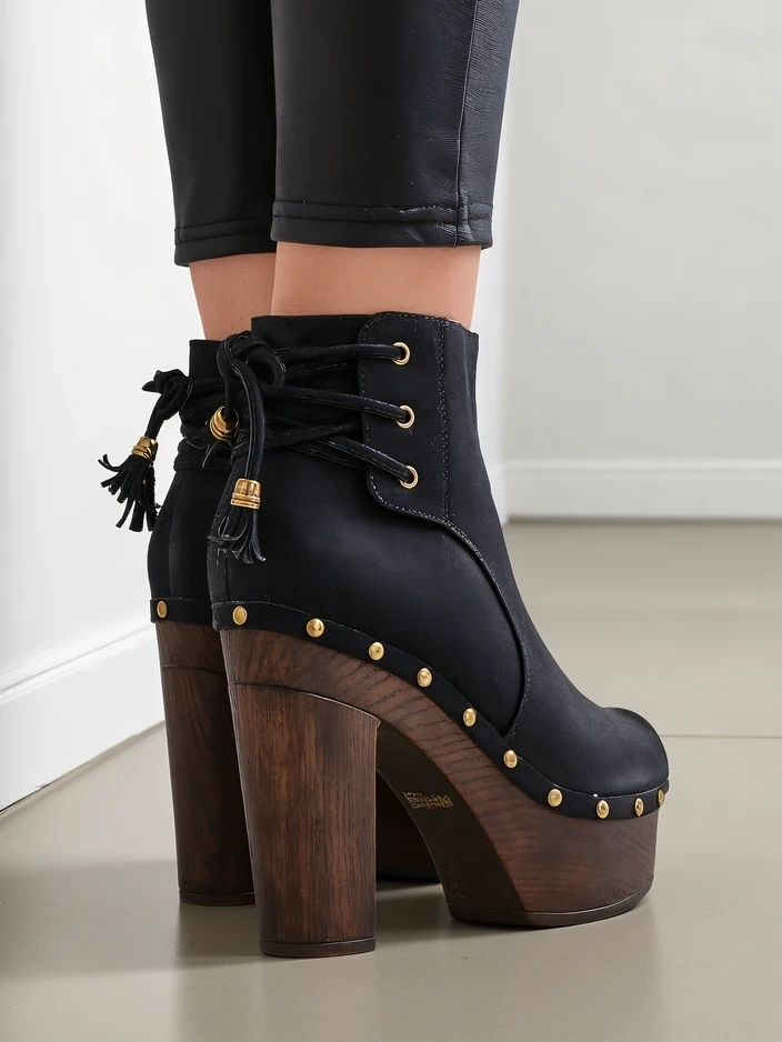 Royalfashion Bottines pour femmes à talon bloc Bezollos