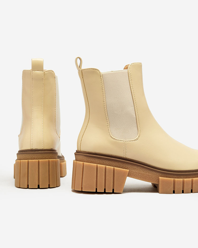 Royalfashion Bottes pour femme beige à semelle solide Eferope