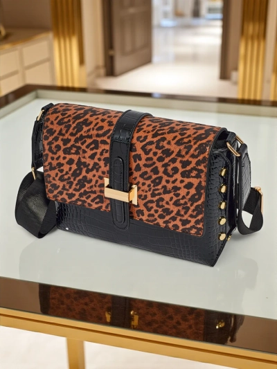 Petit sac à main verni pour femme en cuir écologique Panthere Mist