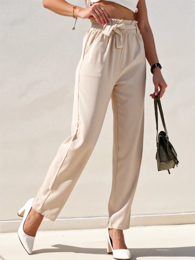 Royalfashion Pantalon simple pour femme en tissu avec une ceinture
