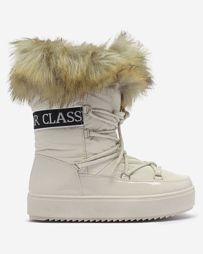 Bottes de neige beige pour femmes avec fourrure Lilitsa- Footwear