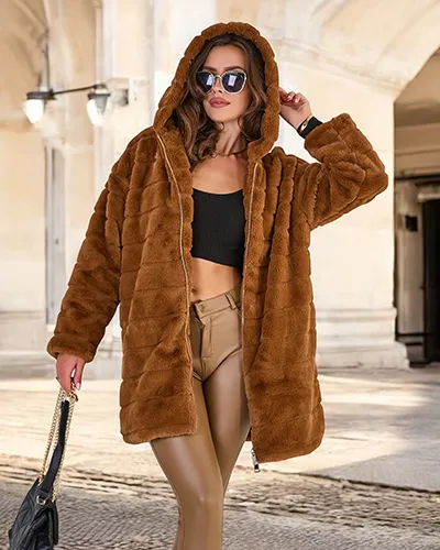 Royalfashion Manteau de fourrure pour femme