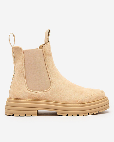Royalfashion Bottes pour femme beige avec lanière décorative Loffdo