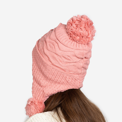 Bonnet isotherme femme rose à pompons - Accessoires