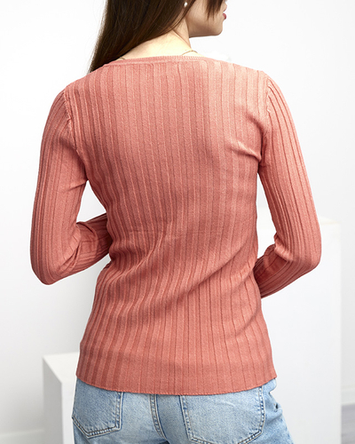 Pull côtelé corail femme - Vêtements