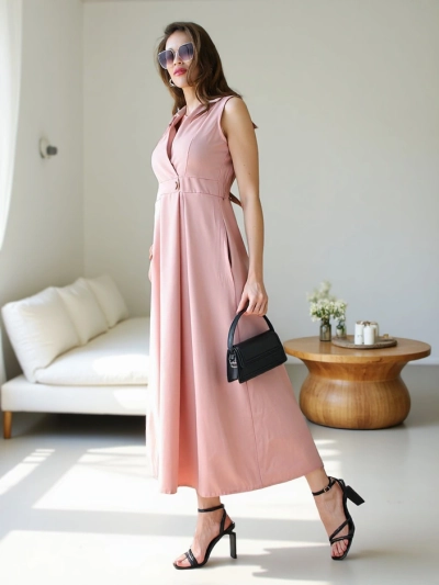 Robe sans manches Royalfashion pour femmes avec un décolleté enroulé Bizness
