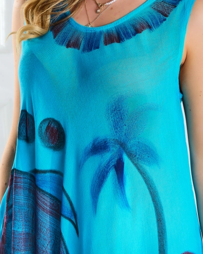Jupe-robe bleue de plage avec imprimé coloré - Vêtements