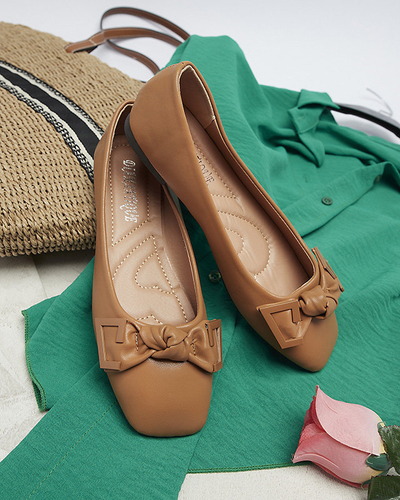 Ballerines femme camel avec décoration sur le nez Caxien- Footwear