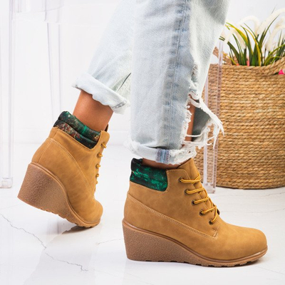 Bottines compensées marron avec empiècement vert et bleu Marona - Footwear