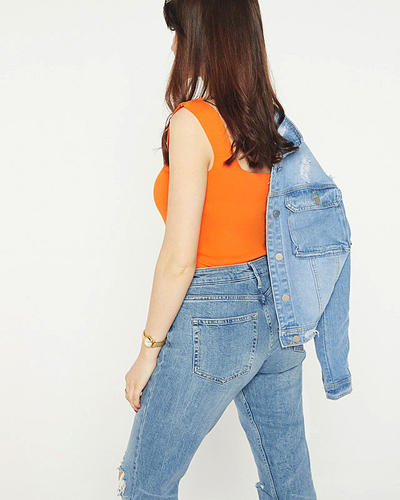 Top femme orange avec zircons cubiques - Vêtements