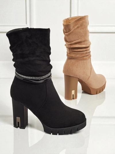 Bottines femme à talons épais en éco-daim BrambleDusk