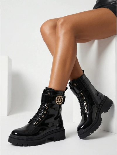 Bottines vernies pour femmes en cuir écologique Eulin