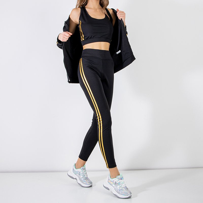 Ensemble de sport femme 3 pièces noir et or - Vêtements