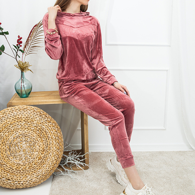 Ensemble survêtement femme en velours rose foncé - Vêtements