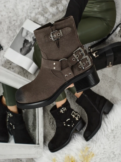 Bottines pour femmes en daim écologique avec boucles Valtos