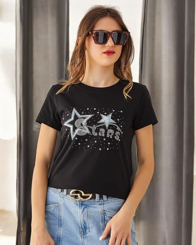 Royalfashion T-shirt en coton pour femmes STARS
