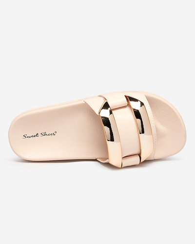 Chaussons femme beiges ornement Serina doré - Footwear