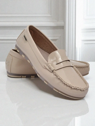 Mocassins pour femmes beiges Kallista - cuir écologique suédé premium