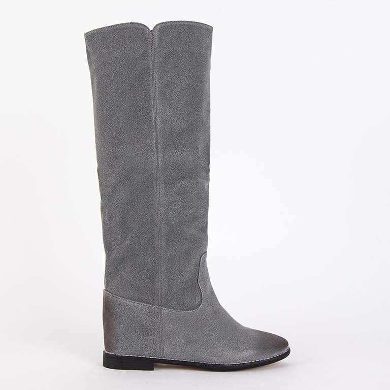 Bottines grises pour femme à talon compensé Hiloumi - Chaussures