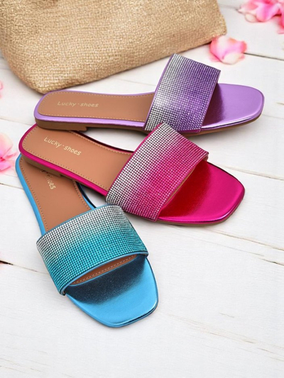 Royalfashion Sandales pour femmes ShinyGlow avec zircons