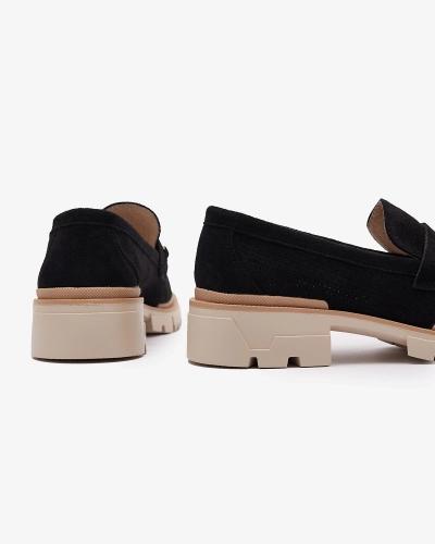 OUTLET Royalfashion Mocassins ajourés noirs pour femme avec chaîne Imerila