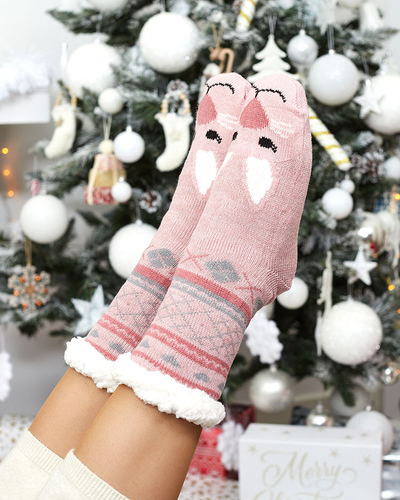 Chaussettes pour femmes rouges avec motif de Noël - Sous-vêtements