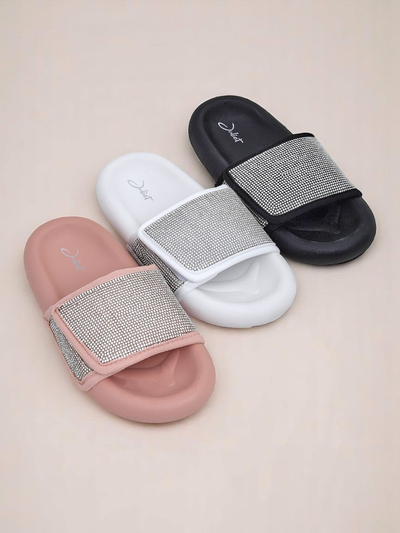 Royalfashion Claquettes plates pour femmes Sparkle Step