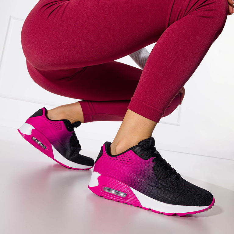 Chaussures de sport femme noires et fuchsia sur la plateforme Tigeris - Footwear