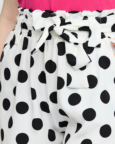 Short femme en tissu blanc à pois - Vêtements