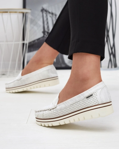 OUTLET Mocassins blancs pour femme avec finition brillante Metiga - Footwear
