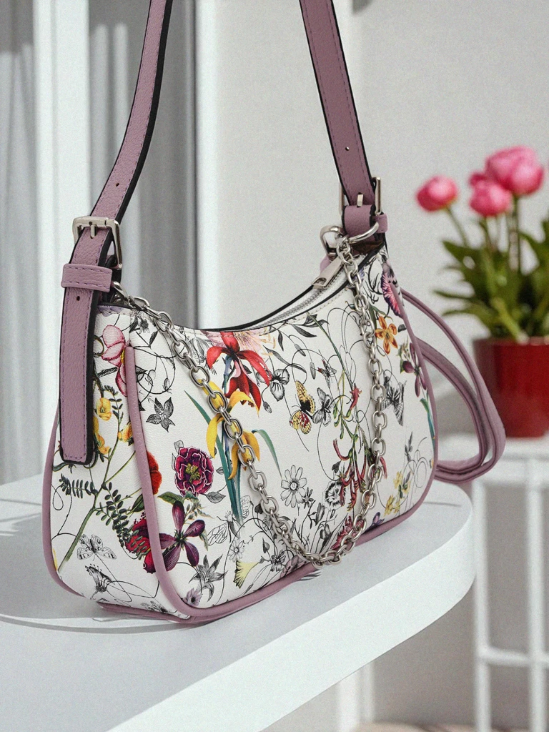 Royalfashion Petit sac à main pour femme en cuir écologique avec motif floral Lily Bloom