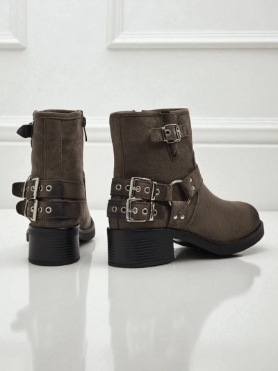 Bottines pour femmes en daim écologique avec boucles Valtos