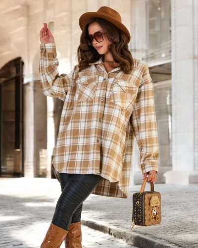 Royalfashion Manteau chemise en coton pour femme