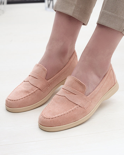 Mocassins en cuir écologique pour femme en rose Daffer- Footwear