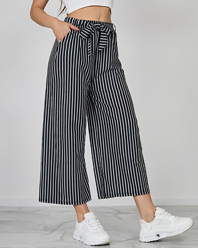 Royalfashion Pantalon large rayé femme 7/8