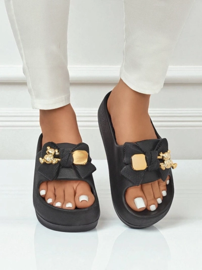 Royalfashion Tongs en caoutchouc pour femme avec nœud décoratif Alday