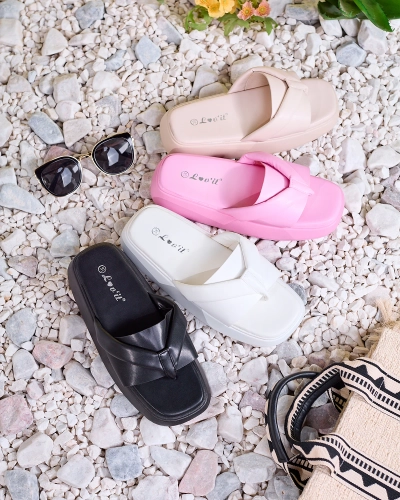 Royalfashion Tongs compensées pour femmes Beige Luna Sole