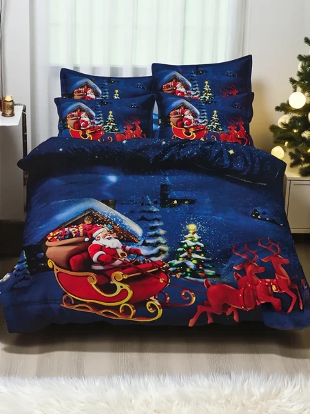 Royalfashion Linge de lit de Noël 160x200 ensemble 3 pièces