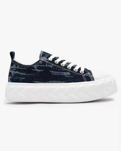 Royalfashion Baskets en denim bleu marine pour femme avec frottement Nerolera
