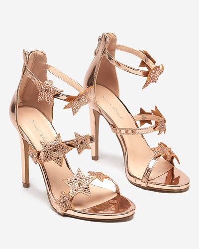 OUTLET Sandales femme rose clair à talon haut avec étoiles Starico - Footwear