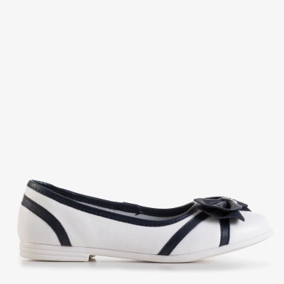 Ballerines enfant blanc et bleu marine avec nœud Portia - Chaussures