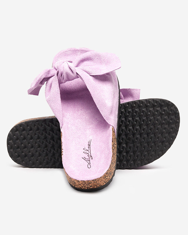 OUTLET Chaussons femme violet en éco-daim avec nœud Xeria - Footwear