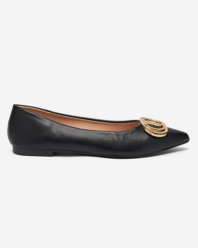Ballerines pointues noires et dorées pour femme avec ornement sur le bout Manico - Footwear