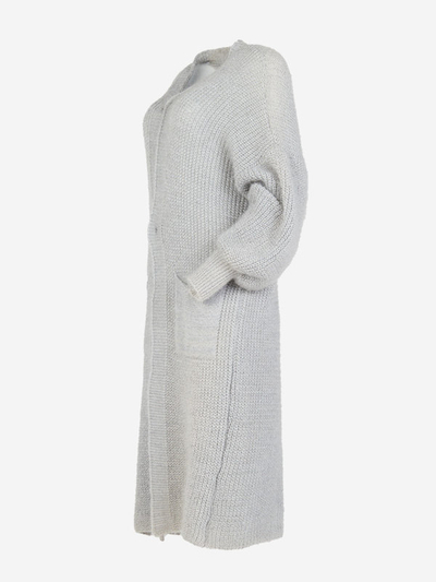 Pull cardigan long doux gris clair pour femme - Vêtements