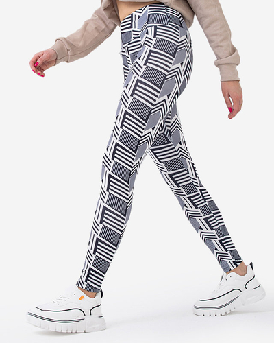 Legging taille haute noir et blanc femme à motifs - Vêtements