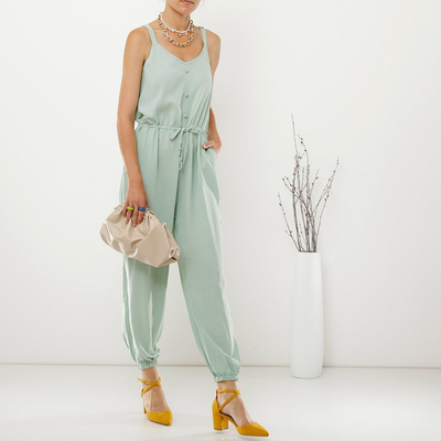 Combinaison femme coton menthe à boutons - Vêtements