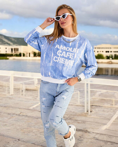 Royalfashion Sweat-shirt en coton à imprimé fin pour femme