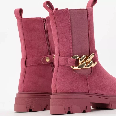 OUTLET Bottines rose foncé en éco daim Quon- Footwear