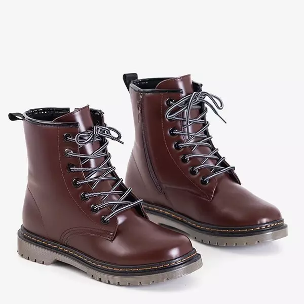 OUTLET Bottines en éco-cuir marron foncé pour femmes Lesita - Chaussures