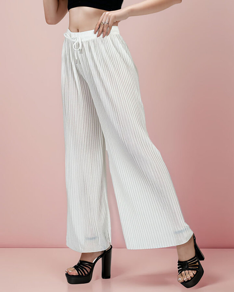 Royalfashion Pantalon large à plis pour femme